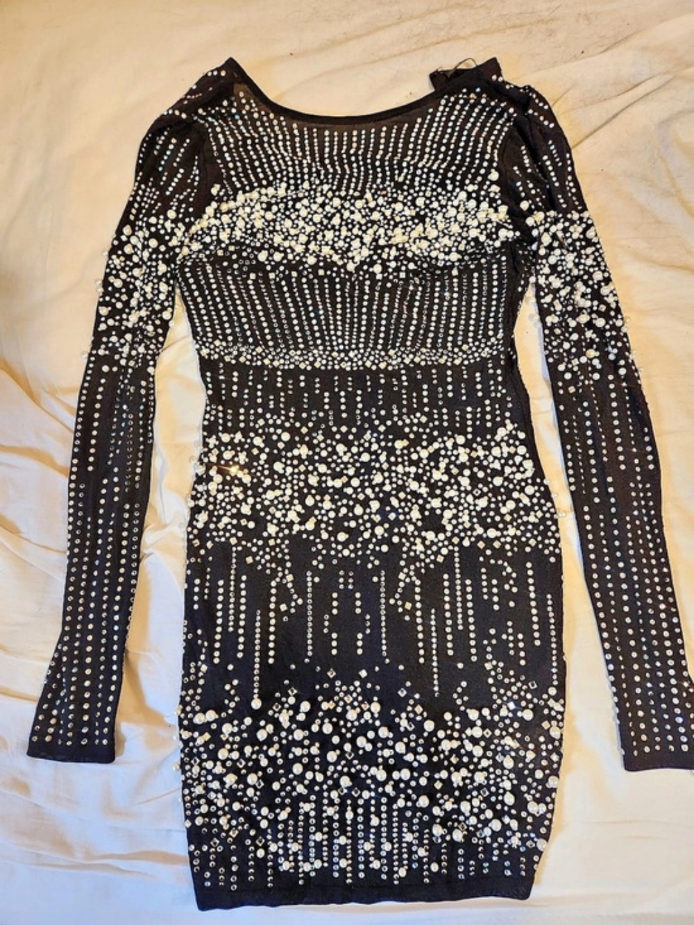 Black & Gold Embellished Mini Dress Like New